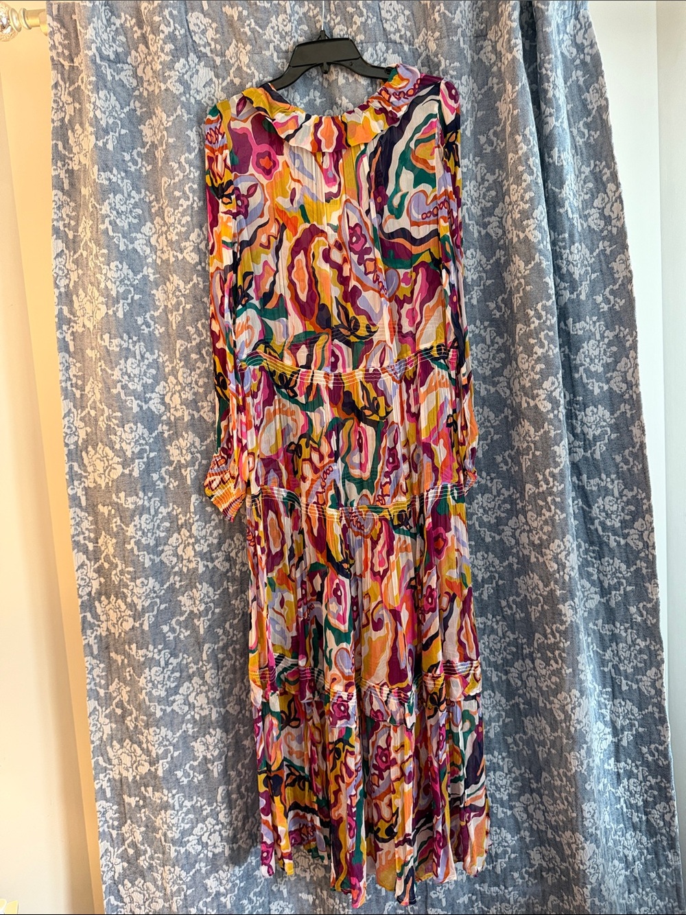 Anthropologie Multicolor Abstract Floral Tiered Maxi Dress - Picture 4 of 4